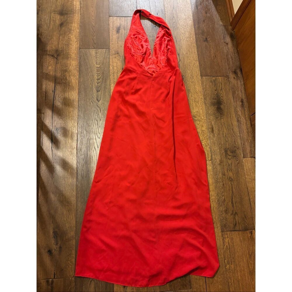 Jill Stuart red halter plunge maxi dress gown sz 8 semi formal - Picture 7 of 11